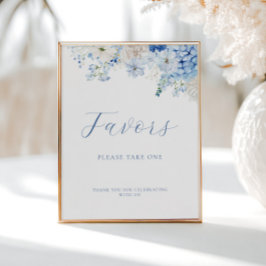 Blue Floral Vrijgezellenfeest Favors Poster