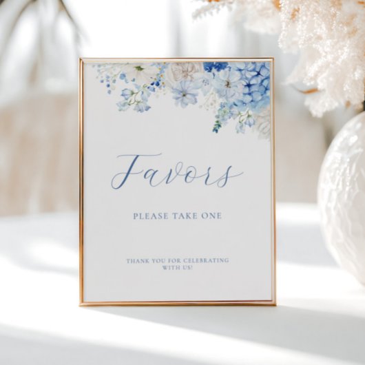 Blue Floral Vrijgezellenfeest Favors Poster