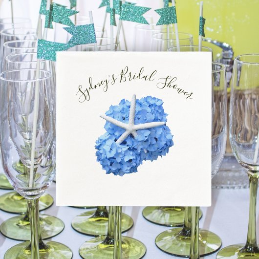 Blue Floral Vrijgezellenfeest gepersonaliseerde se Servet