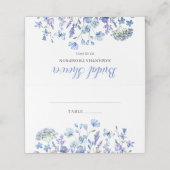 Blue Floral Vrijgezellenfeest gevouwen plaats kaar Plaatskaartje (Buitenkant ongevouwen)