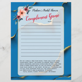 Blue Floral Vrijgezellenfeest Icebreaker 💕 5 woor