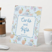 Blue Floral Vrijgezellenfeest Kaarten en geschenke Reclamebord Met Voetstuk (Insitu)