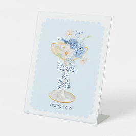 Blue Floral Vrijgezellenfeest Kaarten en geschenke Reclamebord Met Voetstuk