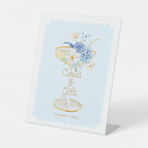 Blue Floral Vrijgezellenfeest Kaarten en geschenke Reclamebord Met Voetstuk