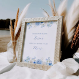 Blue Floral Vrijgezellenfeest Kisses spel Poster