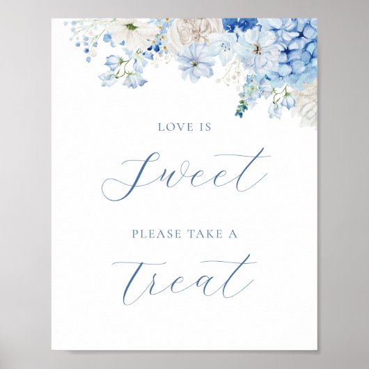 Blue Floral Vrijgezellenfeest Love is Sweet Poster (Voorkant)