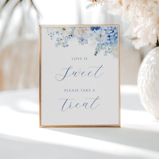 Blue Floral Vrijgezellenfeest Love is Sweet Poster