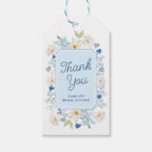Blue Floral Vrijgezellenfeest Papier Favoriet Tass Cadeaulabel (Voorkant)