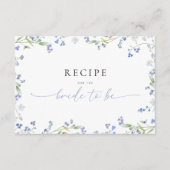 Blue Floral Vrijgezellenfeest Recept Aanvraag Informatiekaartje (Voorkant)