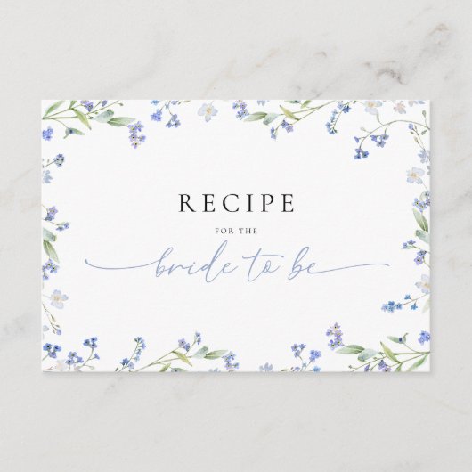 Blue Floral Vrijgezellenfeest Recept Aanvraag Informatiekaartje (Voorkant)