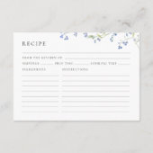 Blue Floral Vrijgezellenfeest Recept Aanvraag Informatiekaartje (Achterkant)