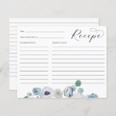 Blue Floral Vrijgezellenfeest Recipcard (Voorkant / Achterkant)