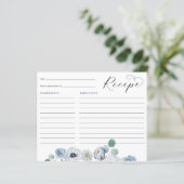 Blue Floral Vrijgezellenfeest Recipcard (Staand voorkant)