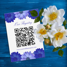Blue Floral Vrijgezellenfeest Registry Informatiekaartje