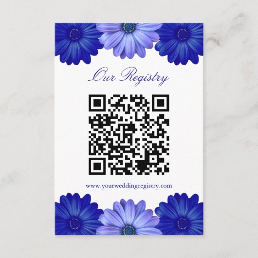 Blue Floral Vrijgezellenfeest Registry Informatiekaartje (Voorkant)