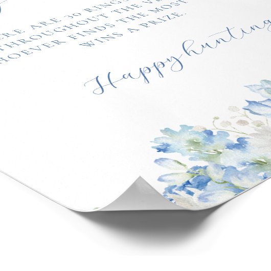 Blue Floral Vrijgezellenfeest Ring Hunt Poster (Hoek)