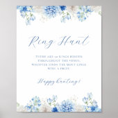 Blue Floral Vrijgezellenfeest Ring Hunt Poster (Voorkant)