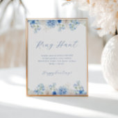 Blue Floral Vrijgezellenfeest Ring Hunt Poster