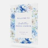 Blue Floral Vrijgezellenfeest Welkom Acryl Bord (Hoek)