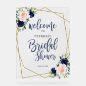 Blue Floral Vrijgezellenfeest Welkom Acryl Bord (Voorkant)