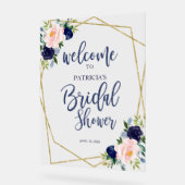 Blue Floral Vrijgezellenfeest Welkom Acryl Bord (Hoek)