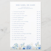 Blue Floral Vrijgezellenfeest zei ze (Voorkant)