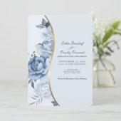 Blue Floral w/Custom Photo Wedding Invitation  Kaart (Staand voorkant)