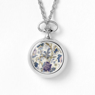 Blue Floral W.Morris Patroon Horloge