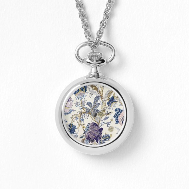 Blue Floral W.Morris Patroon Horloge (Voorkant)