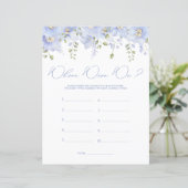 Blue Floral waar waren we Vrijgezellenfeest spel (Staand voorkant)