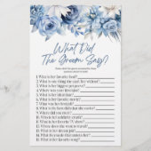 Blue Floral Wat de bruidegom zeggen Vrijgezellenfe Briefpapier (Voorkant)