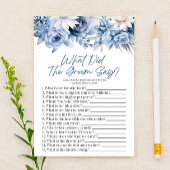 Blue Floral Wat de bruidegom zeggen Vrijgezellenfe Briefpapier