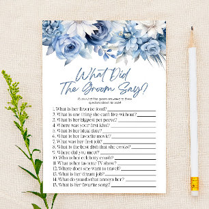 Blue Floral Wat de bruidegom zeggen Vrijgezellenfe Briefpapier