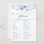 Blue Floral Wat is er op je telefoon Bruidsspel Ka Kaart (Voorkant)