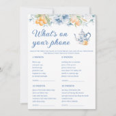 Blue Floral Wat is er op je telefoon Bruidsspel Ka Kaart (Voorkant)