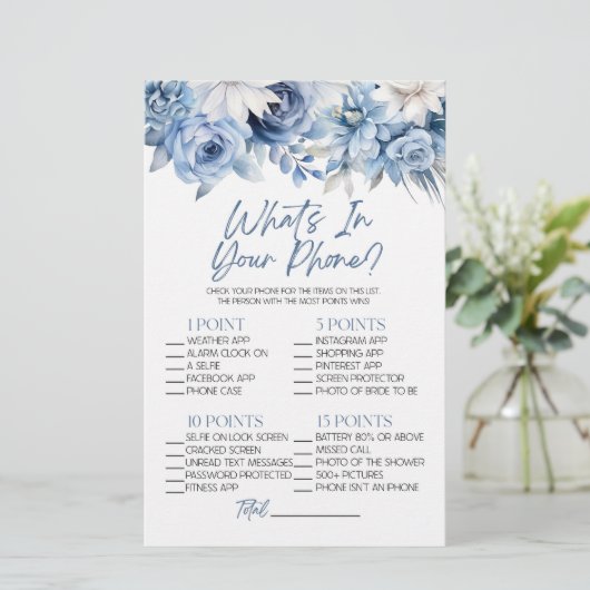 Blue Floral Wat Is In Telefoon Vrijgezellenfeest S Briefpapier (Staand voorkant)