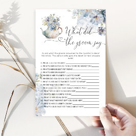 Blue Floral Wat zei de bruidegom zeggen bruidsspel