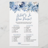 Blue Floral Wat zit er in Purse Vrijgezellenfeest  Briefpapier (Voorkant)