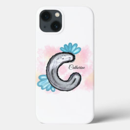 Blue Floral Watercolor Letter C Case-Mate iPhone Case