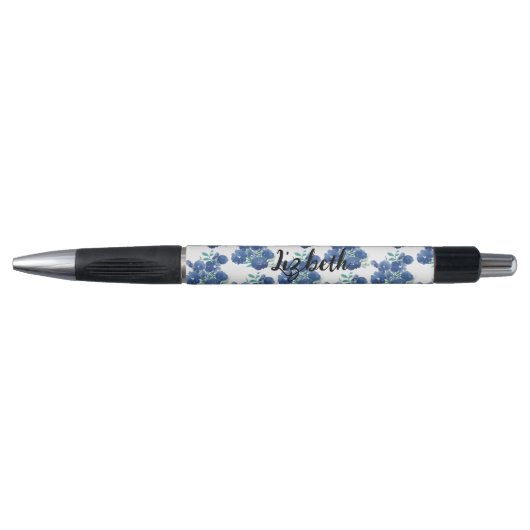 Blue Floral Watercolor Pattern Pen (Voorkant)