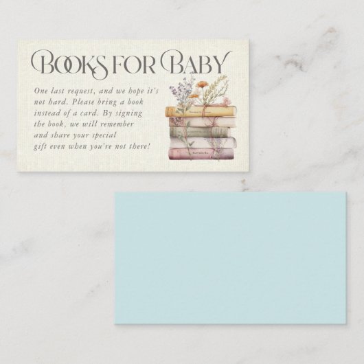 Blue Floral Waterverf Books for Baby Kaart Visitekaartje (Voorkant / Achterkant)