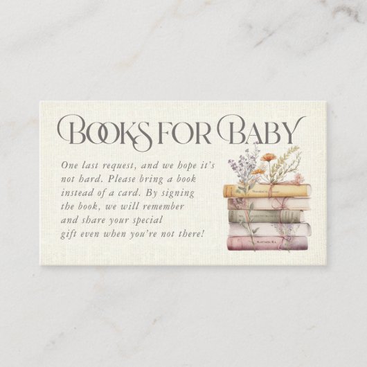 Blue Floral Waterverf Books for Baby Kaart Visitekaartje (Voorkant)