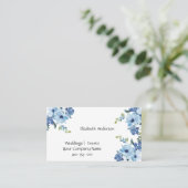 Blue Floral Waterverf Feminine Small Business Visitekaartje (Staand voorkant)