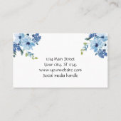 Blue Floral Waterverf Feminine Small Business Visitekaartje (Achterkant)