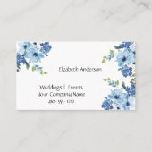 Blue Floral Waterverf Feminine Small Business Visitekaartje (Voorkant)