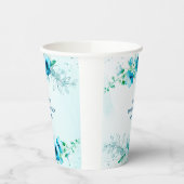 Blue Floral Waterverf gepersonaliseerd Vrijgezelle Papieren Bekers (Links)