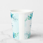 Blue Floral Waterverf gepersonaliseerd Vrijgezelle Papieren Bekers (Rechts)