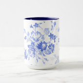 Blue Floral Waterverf Keramische Mok (Midden)