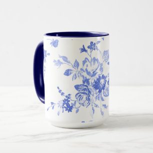 Blue Floral Waterverf Keramische Mok