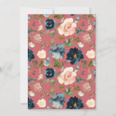 Blue Floral Waterverf Mehndi Sangeet Garba Invite Kaart (Achterkant)